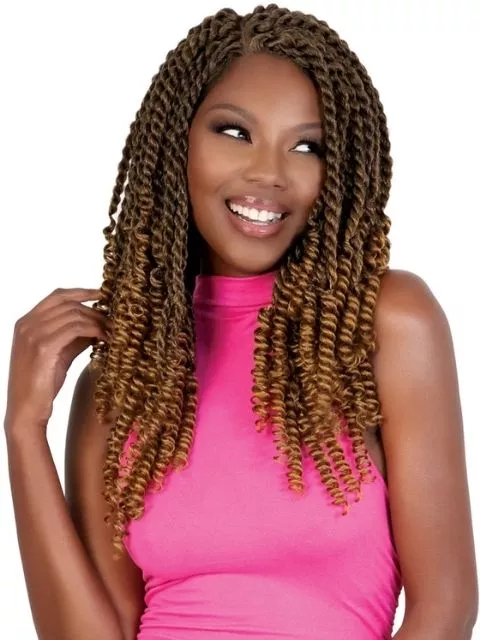 Motown Tress 3X SENEGAL TWIST 16″ with CURLY TAIL Pre-looped Crochet Braid- C.SNCOI163