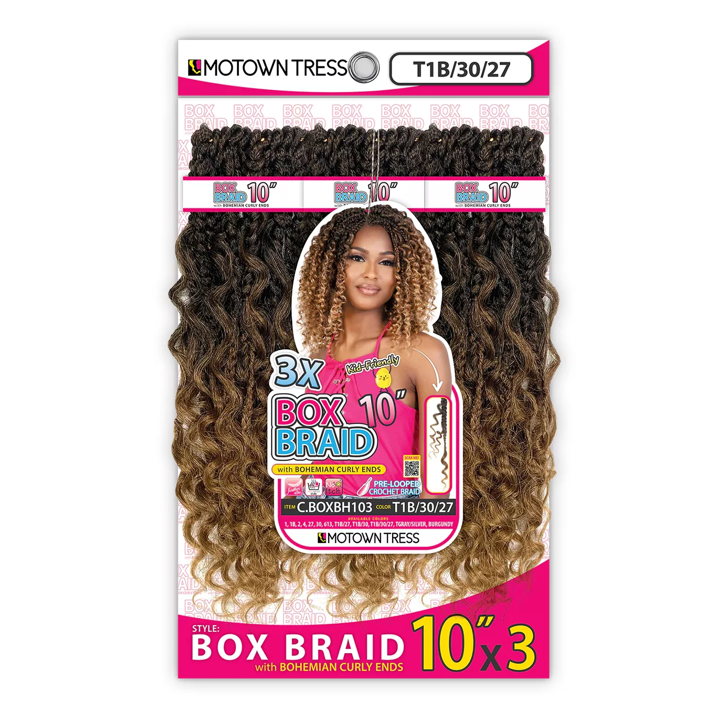 Motown Tress Crochet Braids 3X Box Braid 10"