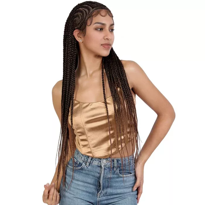 Motown Tress Glueless HD Whole Hand-Tied Hand-Braided Lace Wig - BOX BRAID SQUARE MAZE TOP