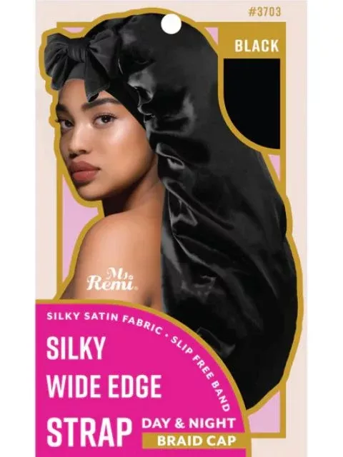 Ms. Remi Silky Wide Edge Strap Day & Night Braid Cap, #3703 (Black)
