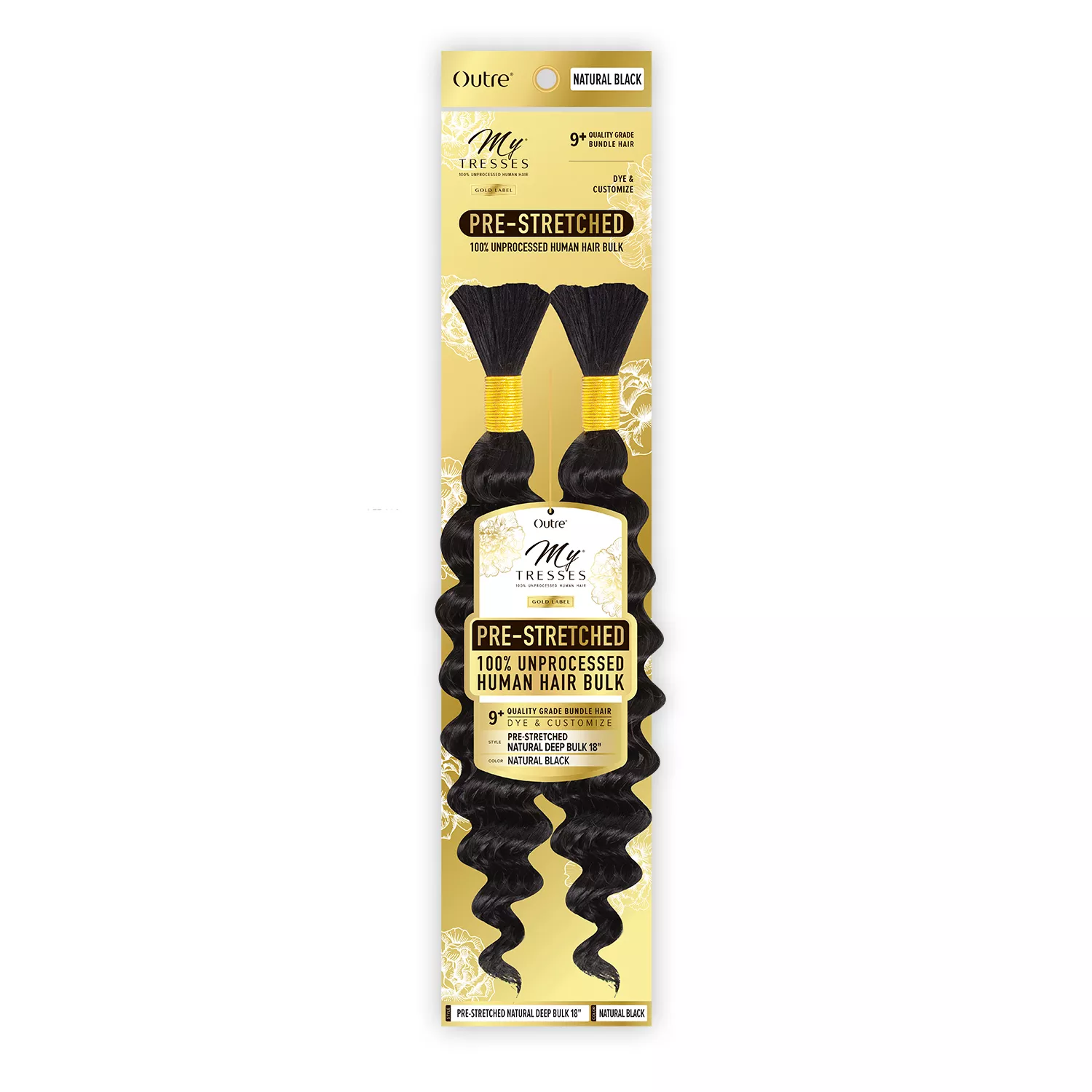 My Tresses Gold Label Unprocessed Human Hair Braids Pre Stretched Natural Deep Bulk (18-24")