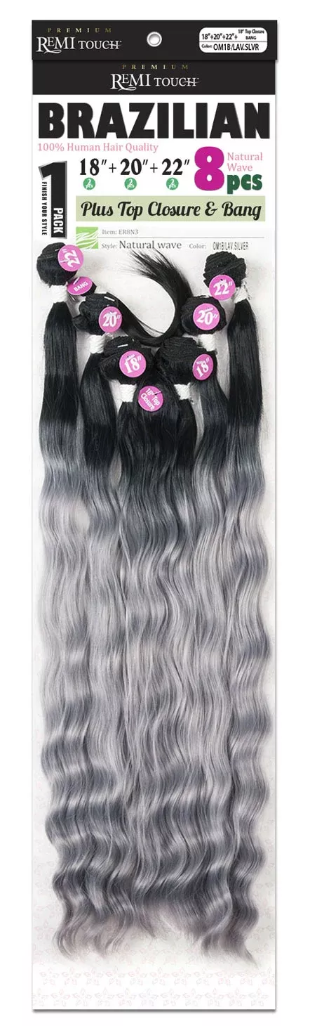 New Born Free Premium Remi Touch 100% Human Hair Weave NATURAL WAVE 8Pcs