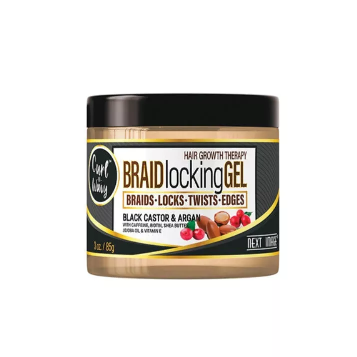 NEXT IMAGE ON NATURAL BRAID LOCKING GEL BLACK CASTOR & ARGAN 3 oz