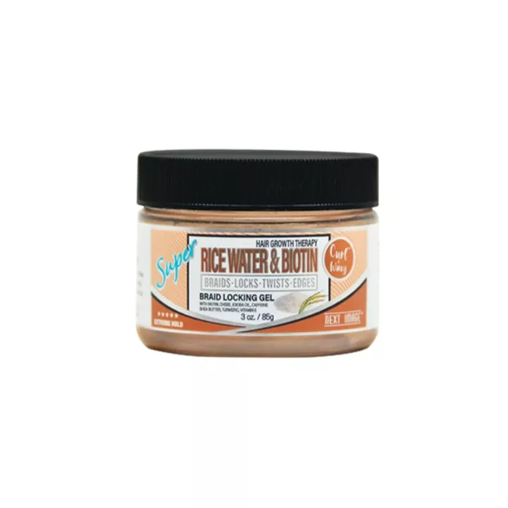 NEXT IMAGE ON NATURAL BRAID LOCKING GEL SUPER HOLD RICE WATER & BIOTIN 3 oz
