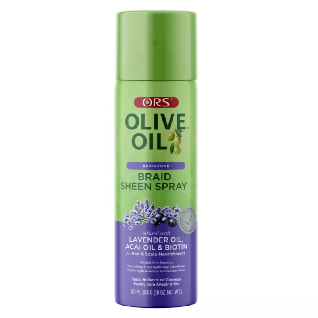 O.R.S. BRAIDZONE BRAID SHEEN SPRAY LAVENDER, ACAI & BIOTIN 10oz