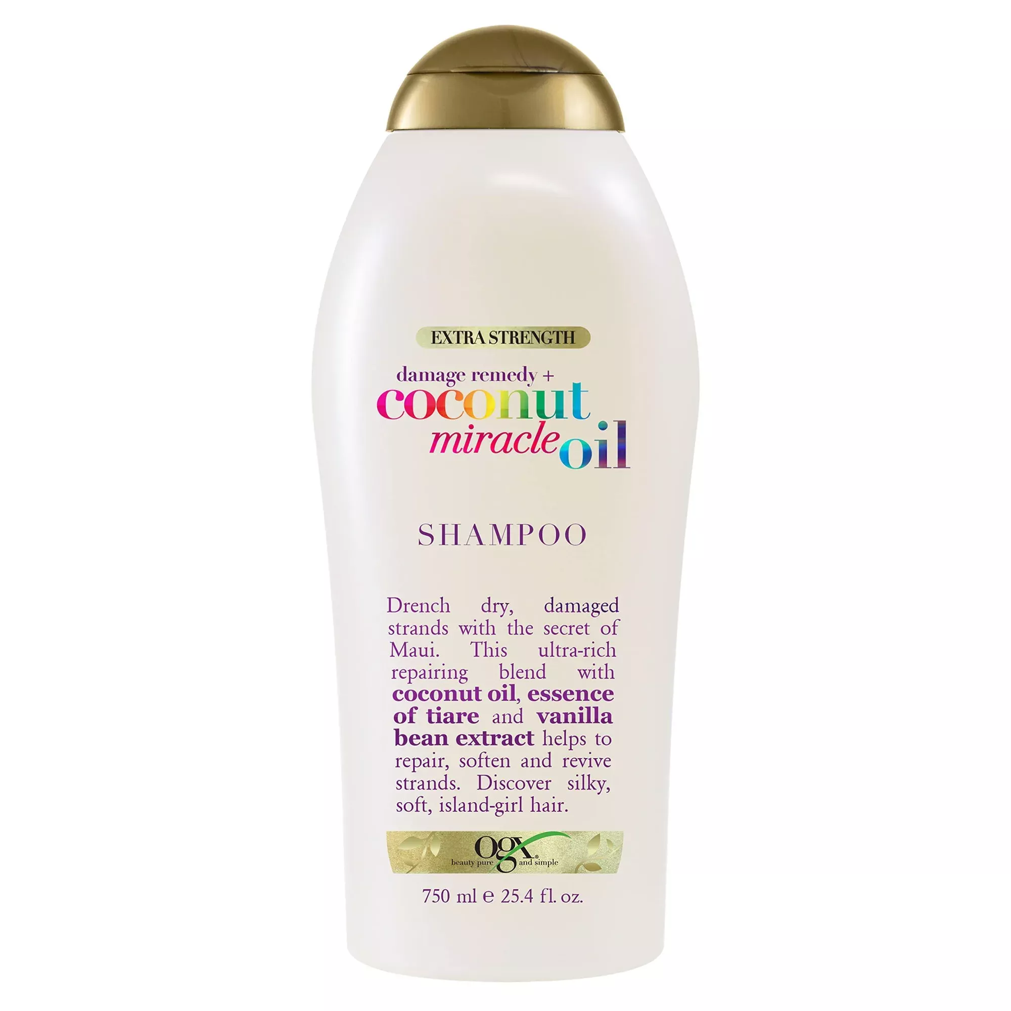 OGX Extra Strength Coconut Miracle Oil Shampoo 25.4 Fl Oz - Hydrating & Flyaway Taming for Dry, Frizzy, or Coarse Hair