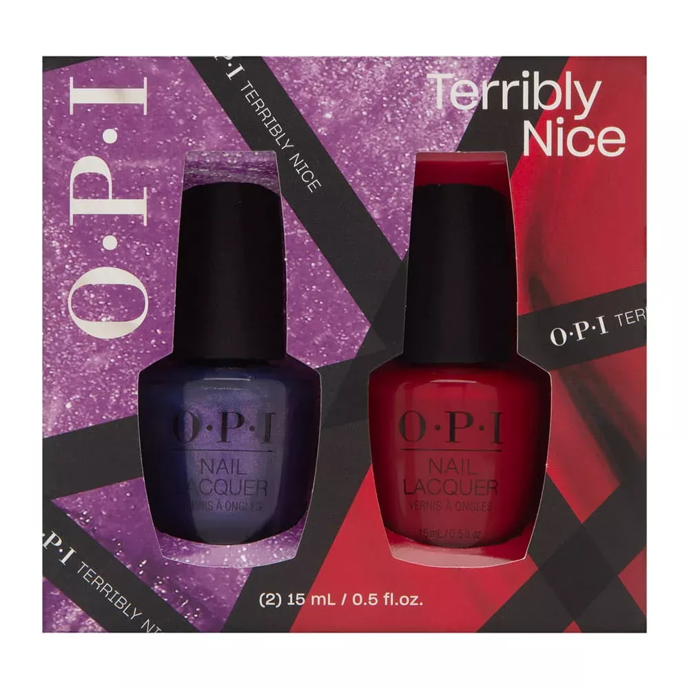 OPI Terribly Nice Nail Lacquer Duo 2 Piece Set Includes: 0.5oz – HRQ11 – Shaking My Sugar Plums+ 0.5oz- HRQ05 – Rebel With A Clause
