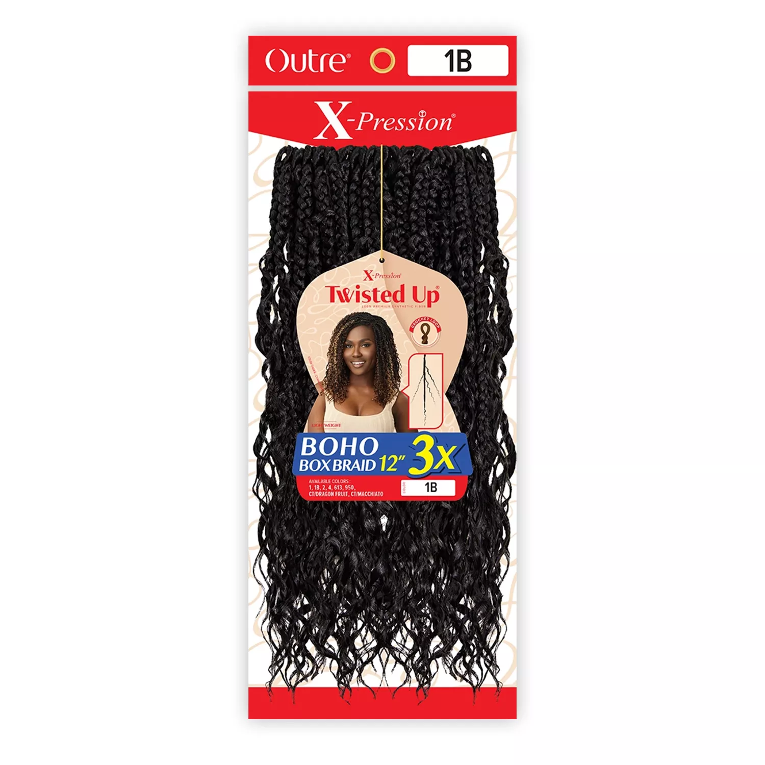 Outre Crochet Braids X-Pression Twisted Up 3X Boho Box Braid 12"