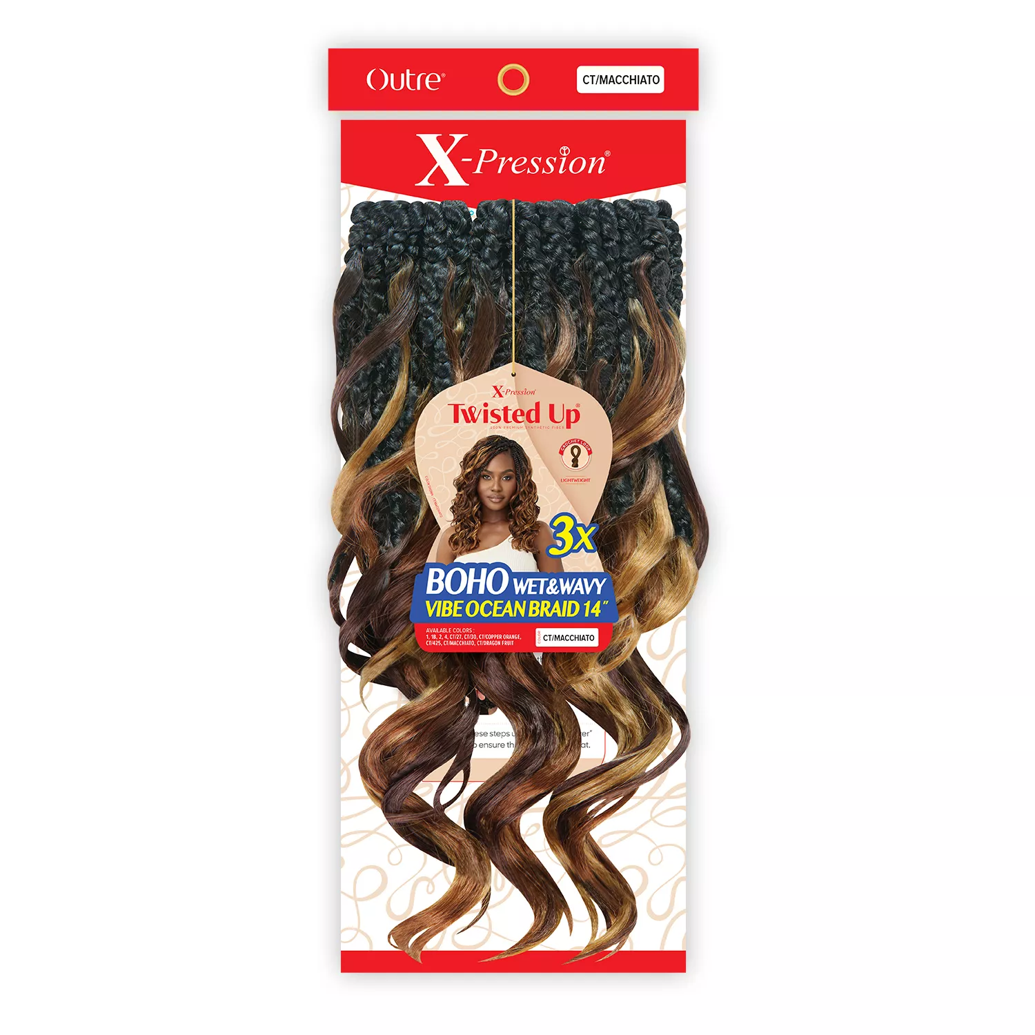 Outre Crochet Braids X-Pression Twisted Up 3X Boho Wet N Wavy Vibe Ocean Braid 14"