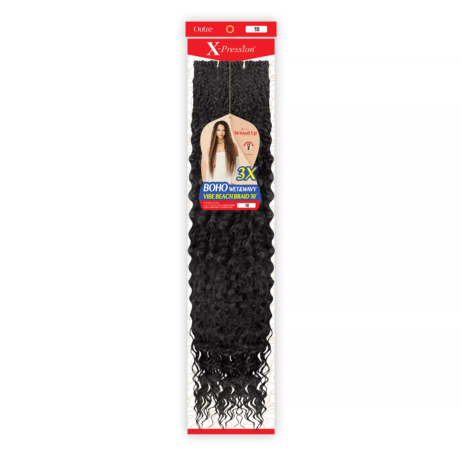 Outre Crochet Braids X-Pression Twisted Up 3XBoho Wet N Wavy Vibe Beach Braid 30"