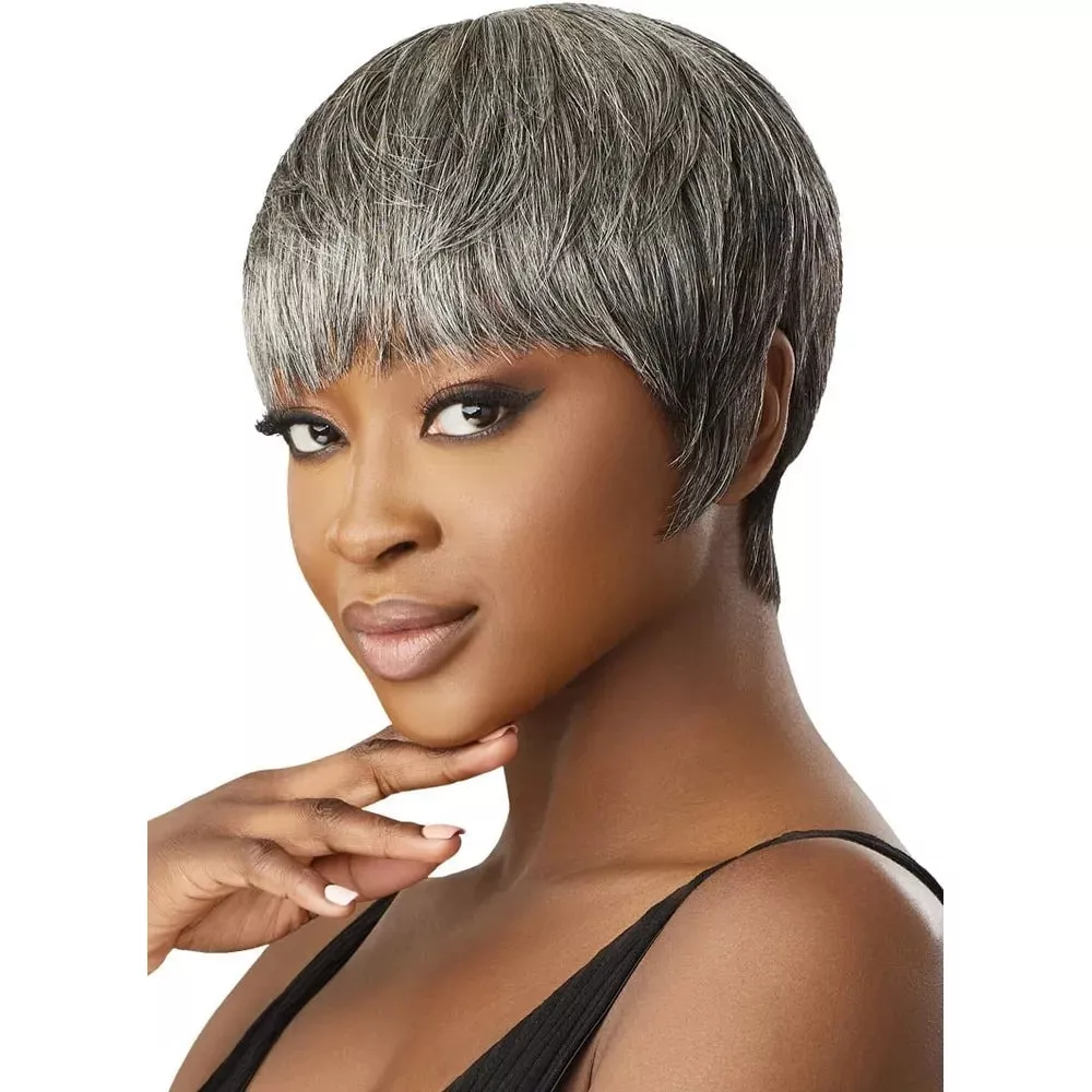 Outre Fab & Fly Cull Cap Wig Gray Glamour Human Hair Full Wig - Zaida