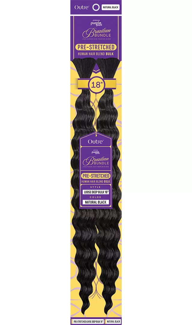 OUTRE HUMAN HAIR BLEND BULK PURPLE PACK BRAIDS PRE-STRETCHED LOOSE DEEP BULK