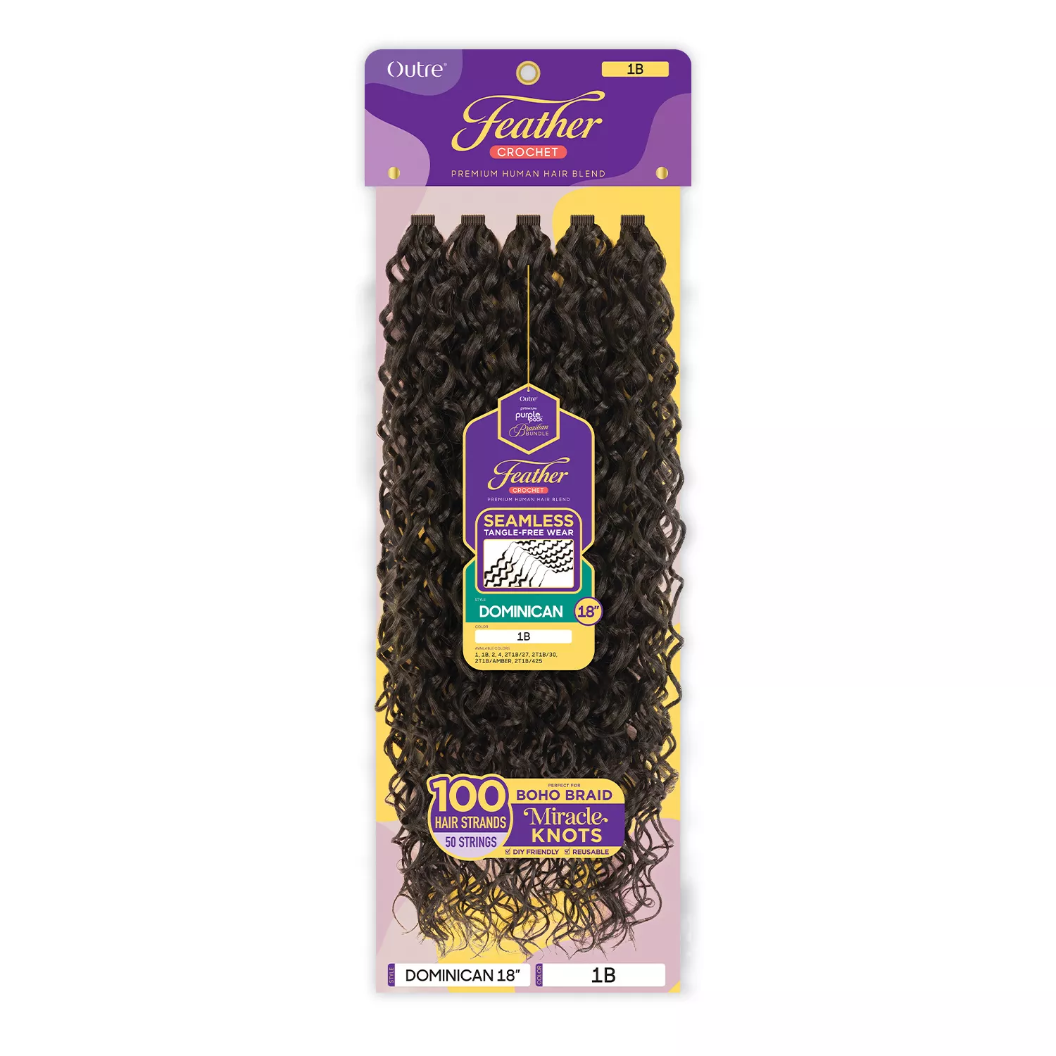 Outre Human Hair Blend Crochet Braids Purple Pack Feather Crochet Dominican 18"