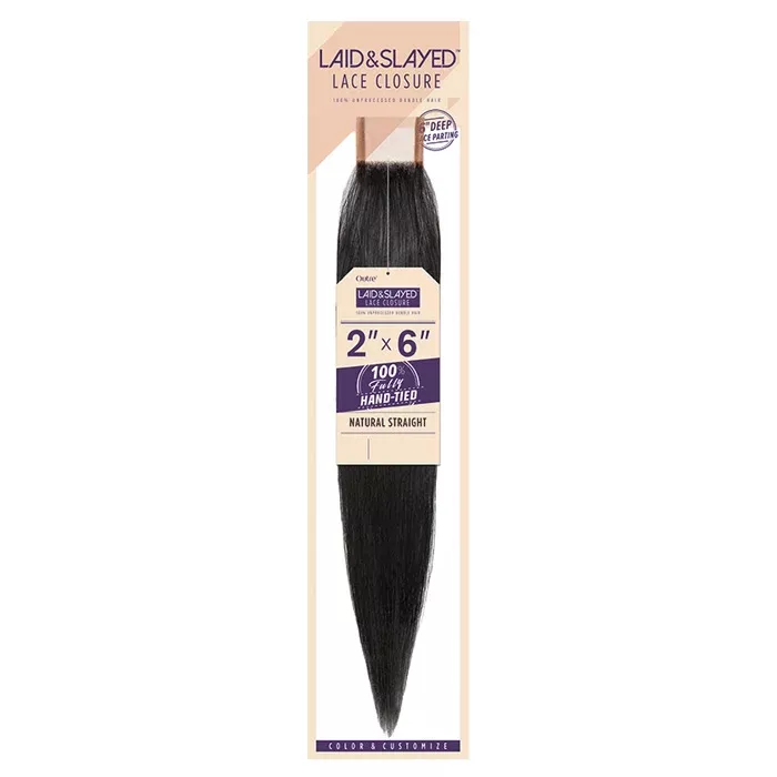 Outre Laid & Slayed 100% Non-Processed Bundle Hair 2X6 Lace Closure – NATURAL STRAIGHT 10-16″