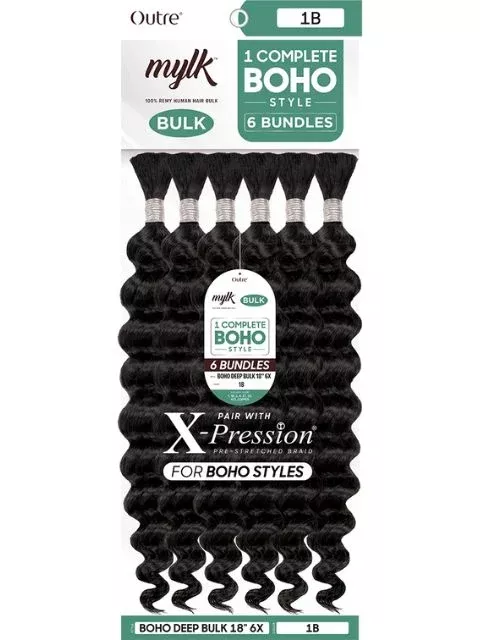 Outre MYLK 100% Remi Human Hair MYLK BOHO DEEP BULK 18″ (6 BUNDLES)