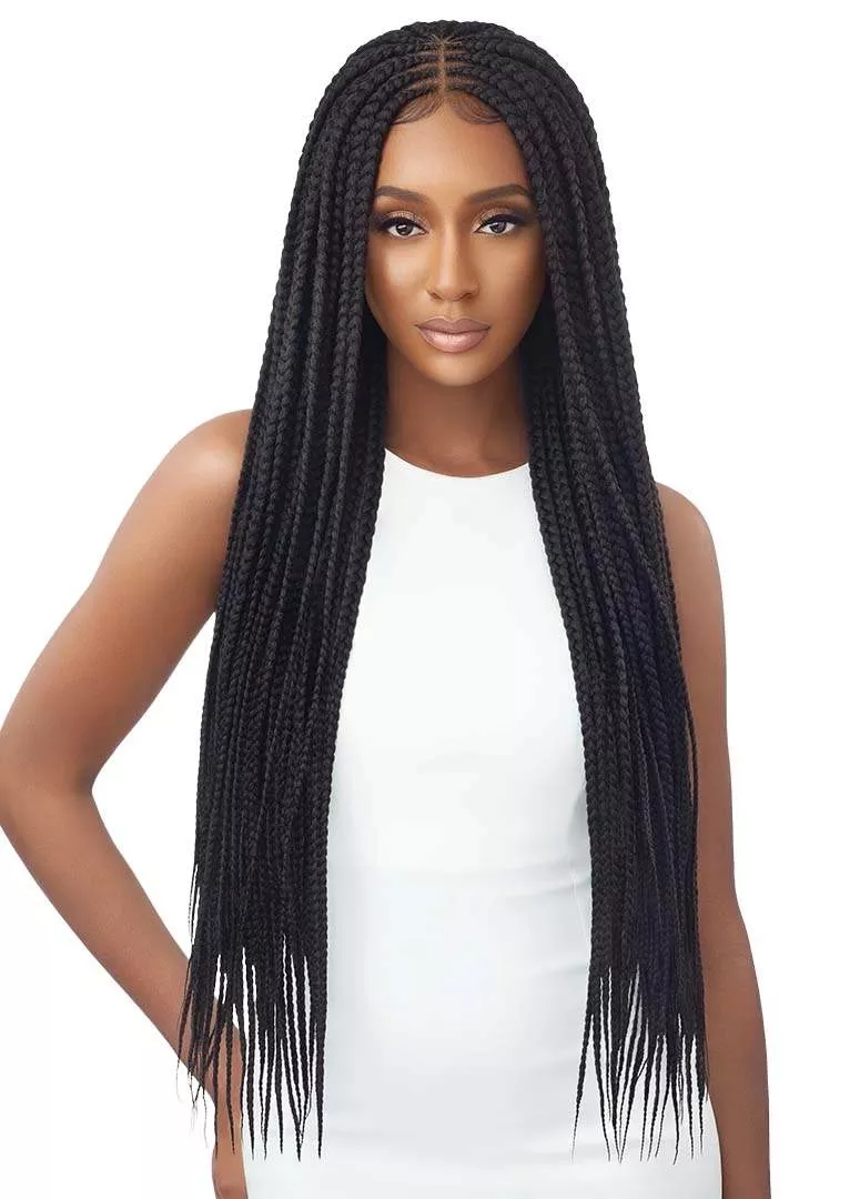 OUTRE PRE- BRAIDED 4 "X4 " LACE FRONTAL WIG - MIDDLE PART FEED-IN BOX BRAIDS 36 "