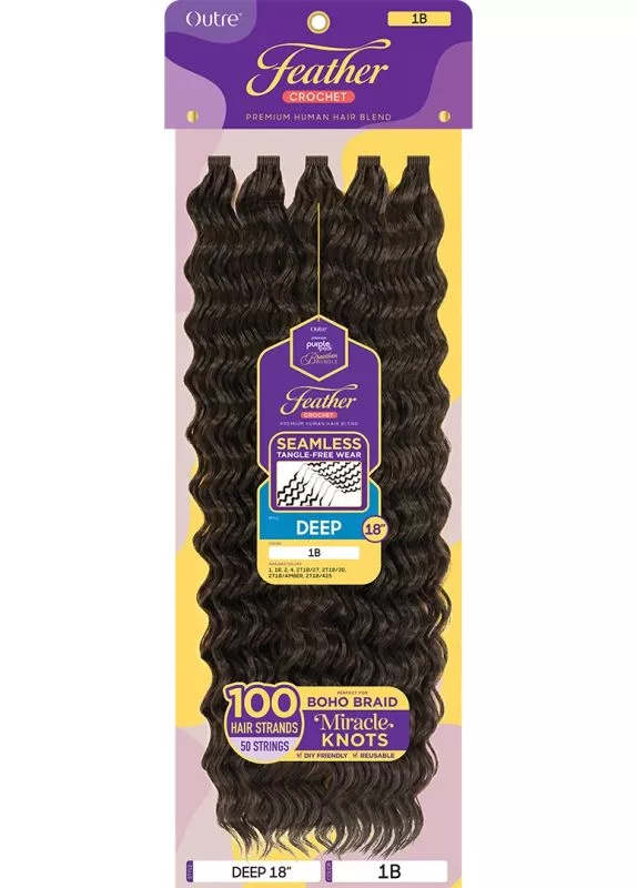 OUTRE PREMIUM PURPLE PACK BRAZILIAN BUNDLE FEATHER CROCHET BRAIDS - DEEP 18 "