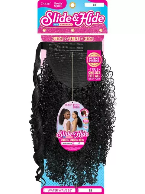 Outre Pretty Quick Slide and Hide Premium Synthetic Ponytail- WATER WAVE 18"
