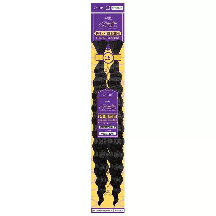 OUTRE PURPLE PACK BRAZILIAN BUNDLE 100% HUMAN HAIR BLEND BRAID - PRE STRETCHED LOOSE DEEP BULK 18/24 inch