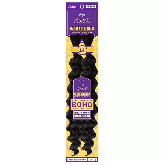 Outre Purple Pack Brazilian Bundle 100% Human Hair Blend Pre-Stretched Braid - BOHO DEEP BULK 18"