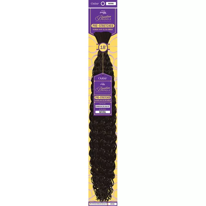 Outre Purple Pack Brazilian Bundle 100% Human Hair Blend Pre-Stretched Braid - DOMINICAN CURL BULK 10/14/18/24"