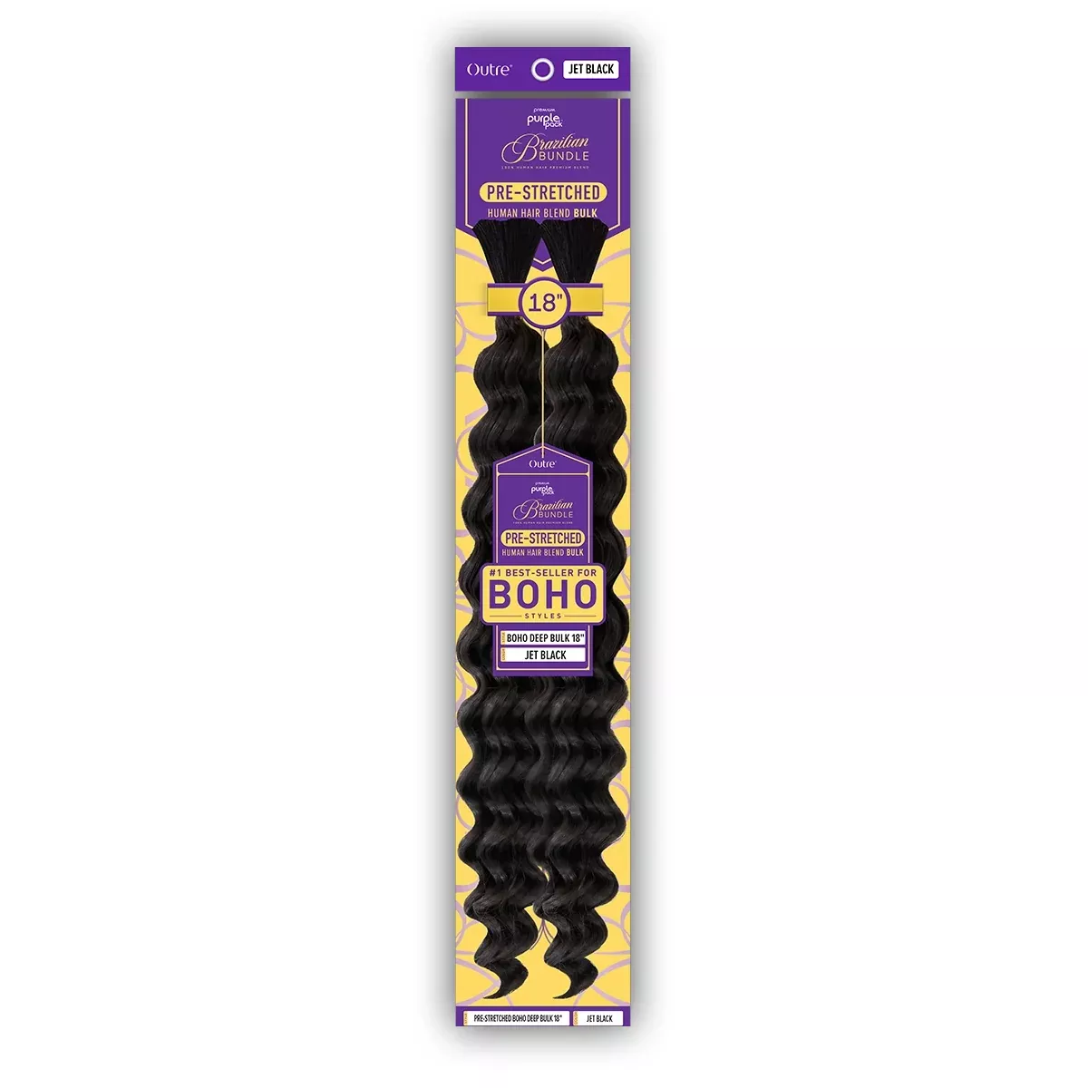Outre Purple Pack Brazilian Bundle Human Hair Blend Pre Stretched Braid - BOHO DEEP BULK 18