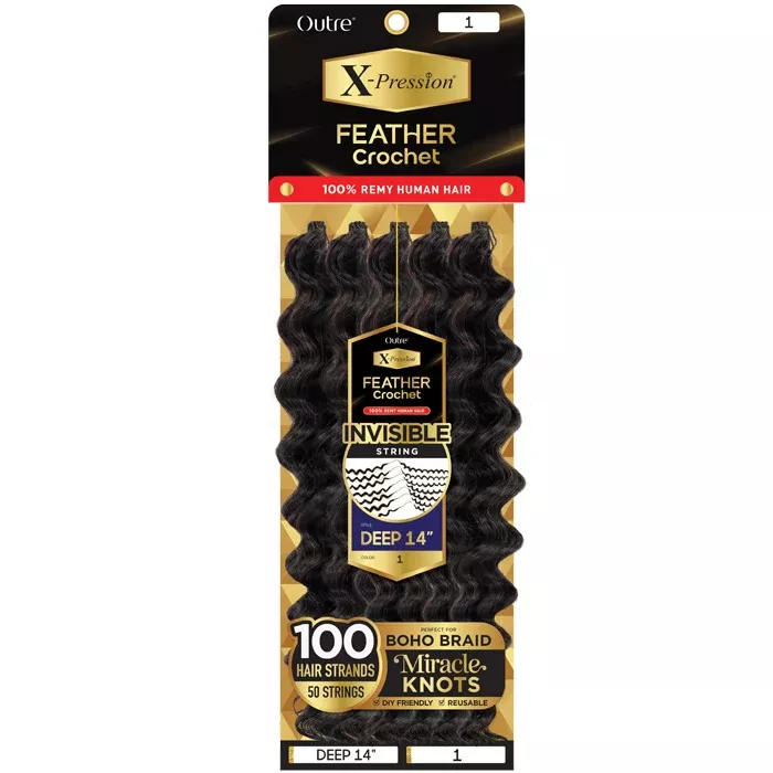 Outre X-Pression 100% Remy Human Hair Feather Crochet Braid - DEEP 14"