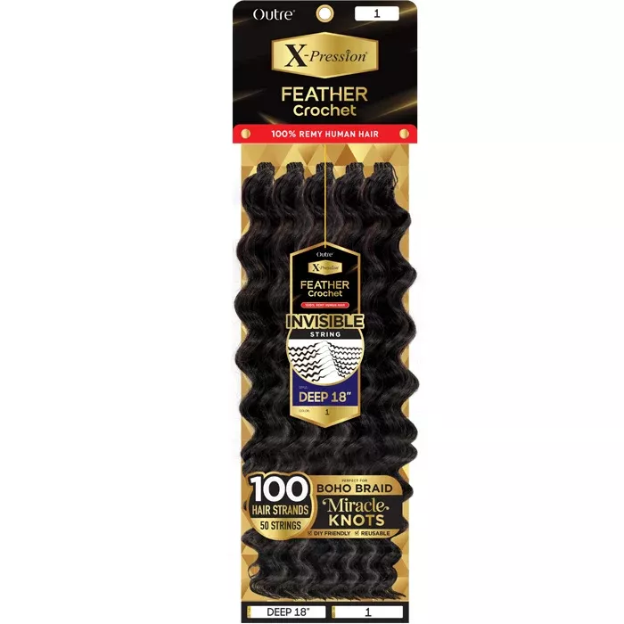 OUTRE X-PRESSION 100% REMY HUMAN HAIR FEATHER CROCHET BRAID - DEEP 18 "
