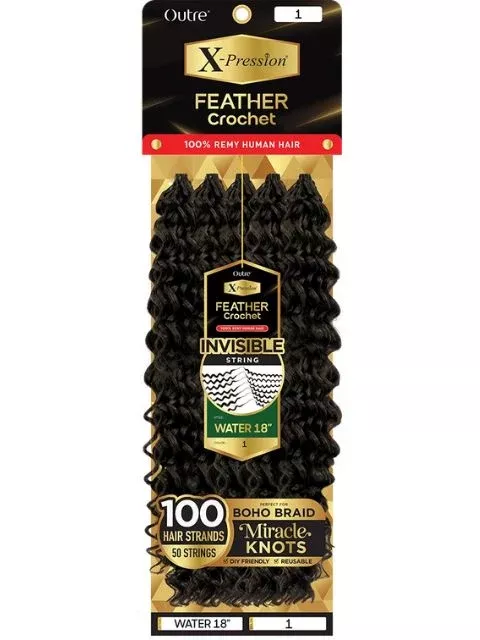 Outre X-Pression 100% Remy Human Hair Feather Crochet Braid(Pre-Loop)- WATER"