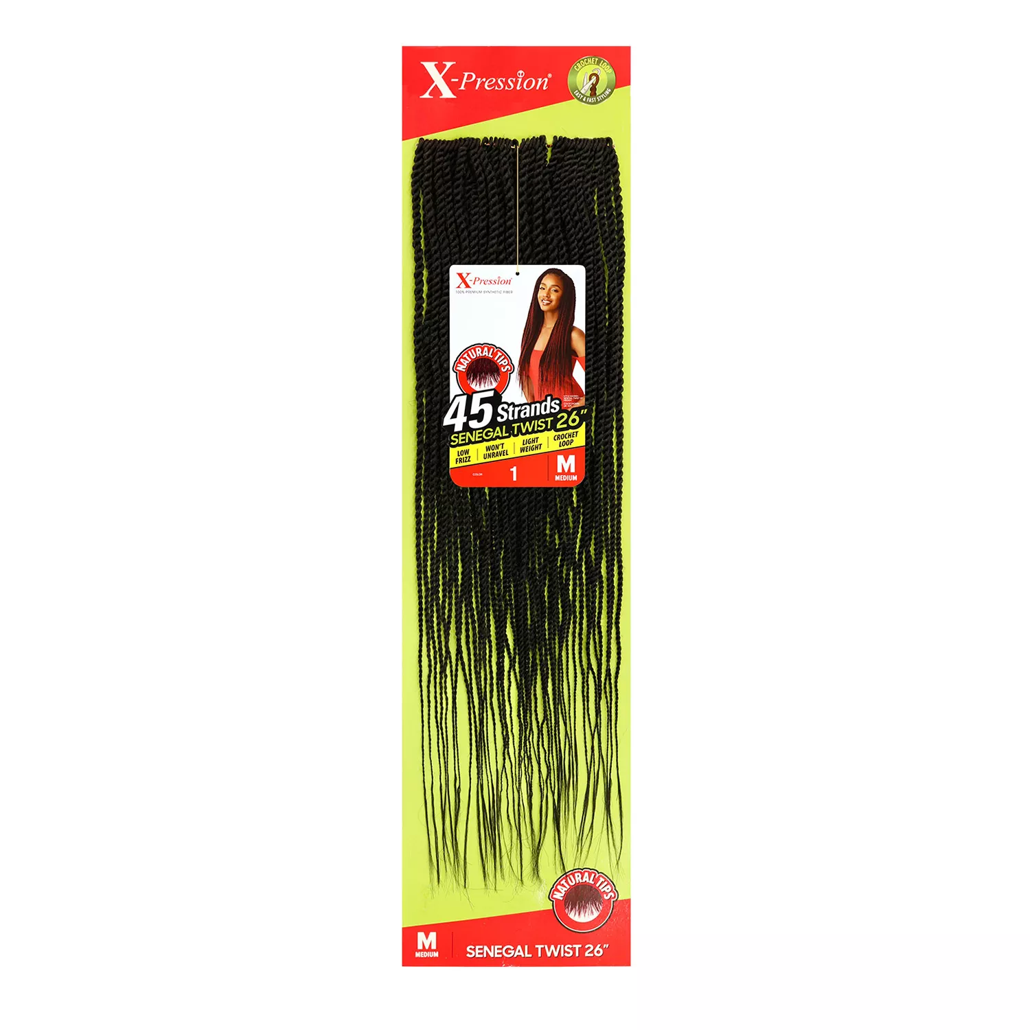 Outre X-Pression Crochet Braids Natural Tips Medium Senegal Twist 26"