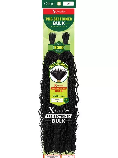 Outre X-Pression Pre-Sectioned Bulk Braids- PRE-SECTIONED-DOMINICAN CURL BULK 18″