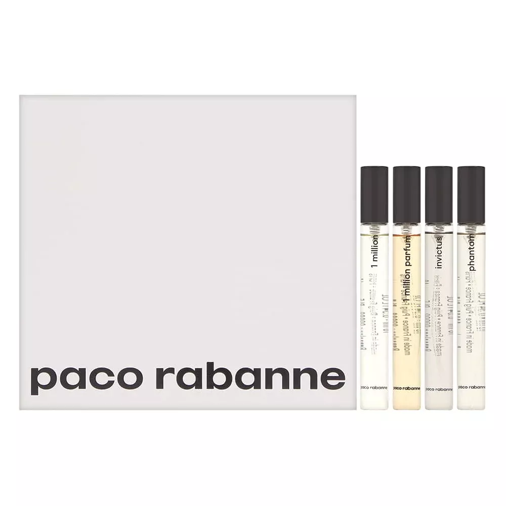Paco Rabanne Discovery Set for Men 10ml Spray (Phantom, Invictus, 1 Million Parfum, 1 Million) 4 Piece Set