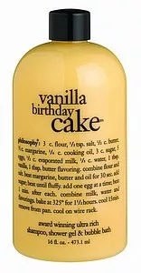 Philosophy Vanilla Birthday Cake Shampoo, Shower Gel, & Bubble Bath - 16 oz
