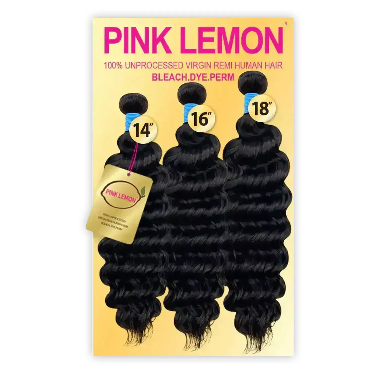 Pink Lemon Virgin Human Hair Weave 3 Bundles Deep Wave