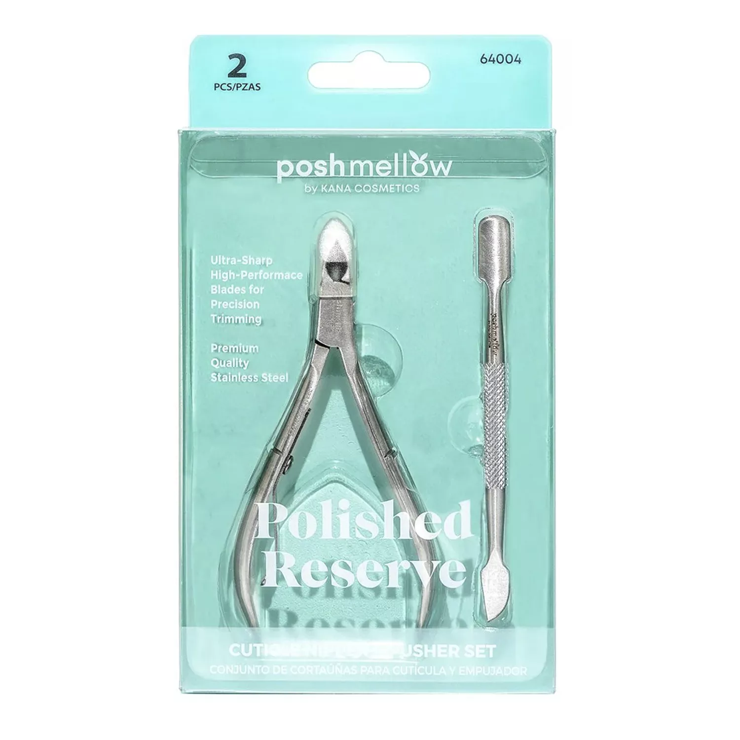 Posh Mellow Polished Reserve Cuticle Nipper & Pusher Set 2pcs