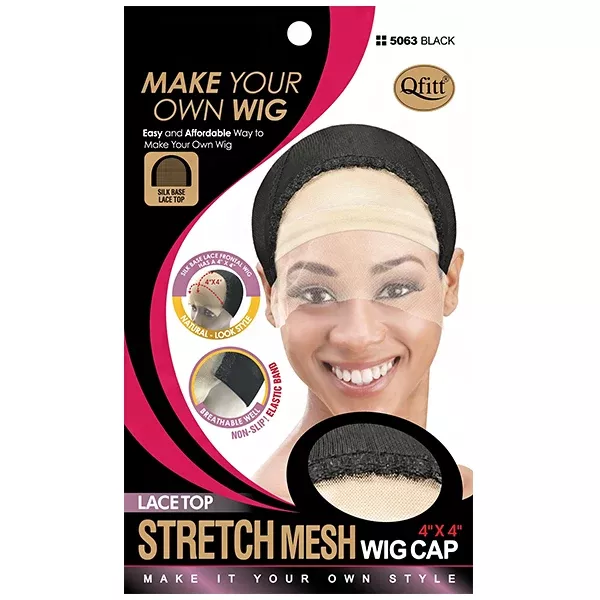 Qfitt #5063 Lace Top Stretch Mesh Wig Cap 4"X4"