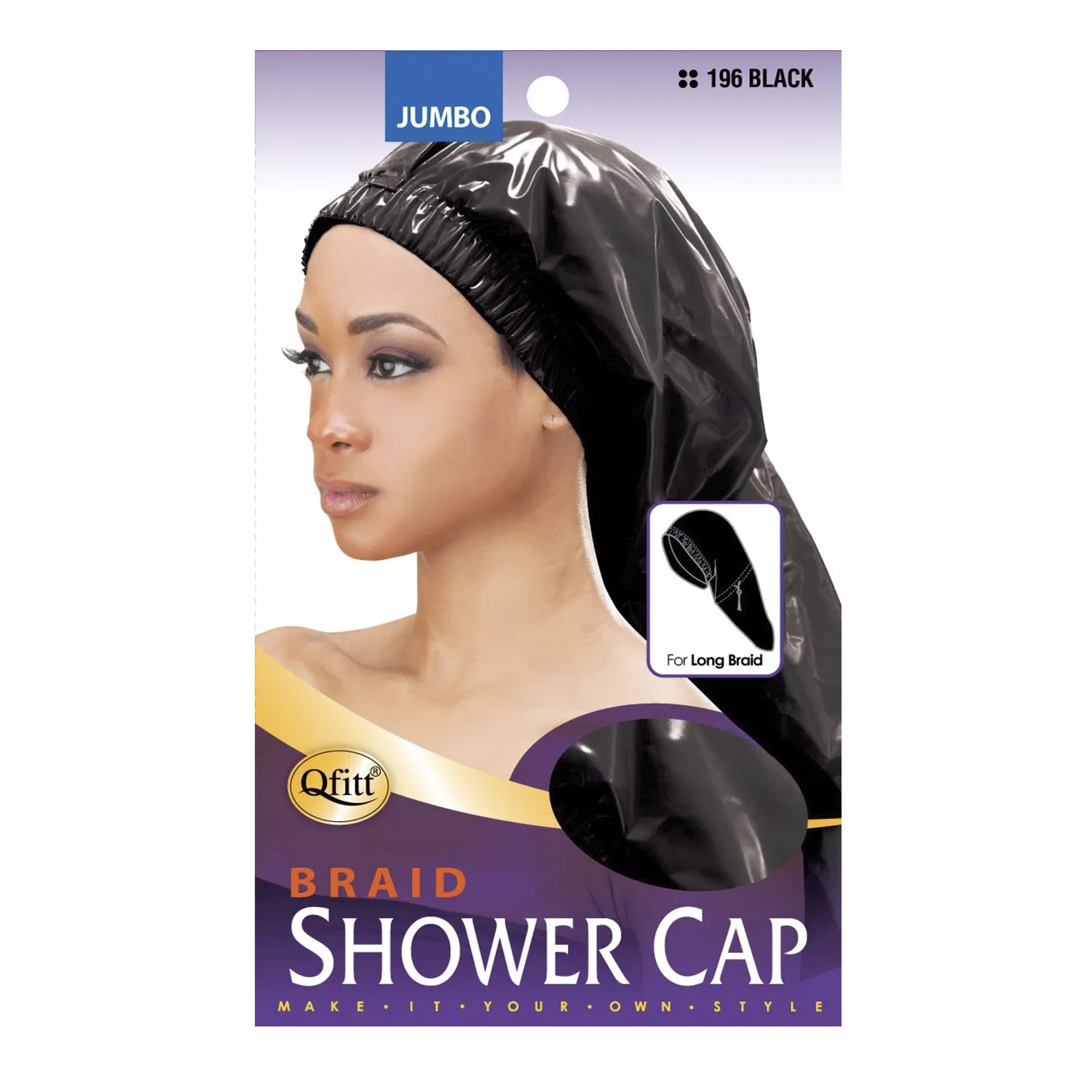 Qfitt Braid Shower Cap Jumbo Black