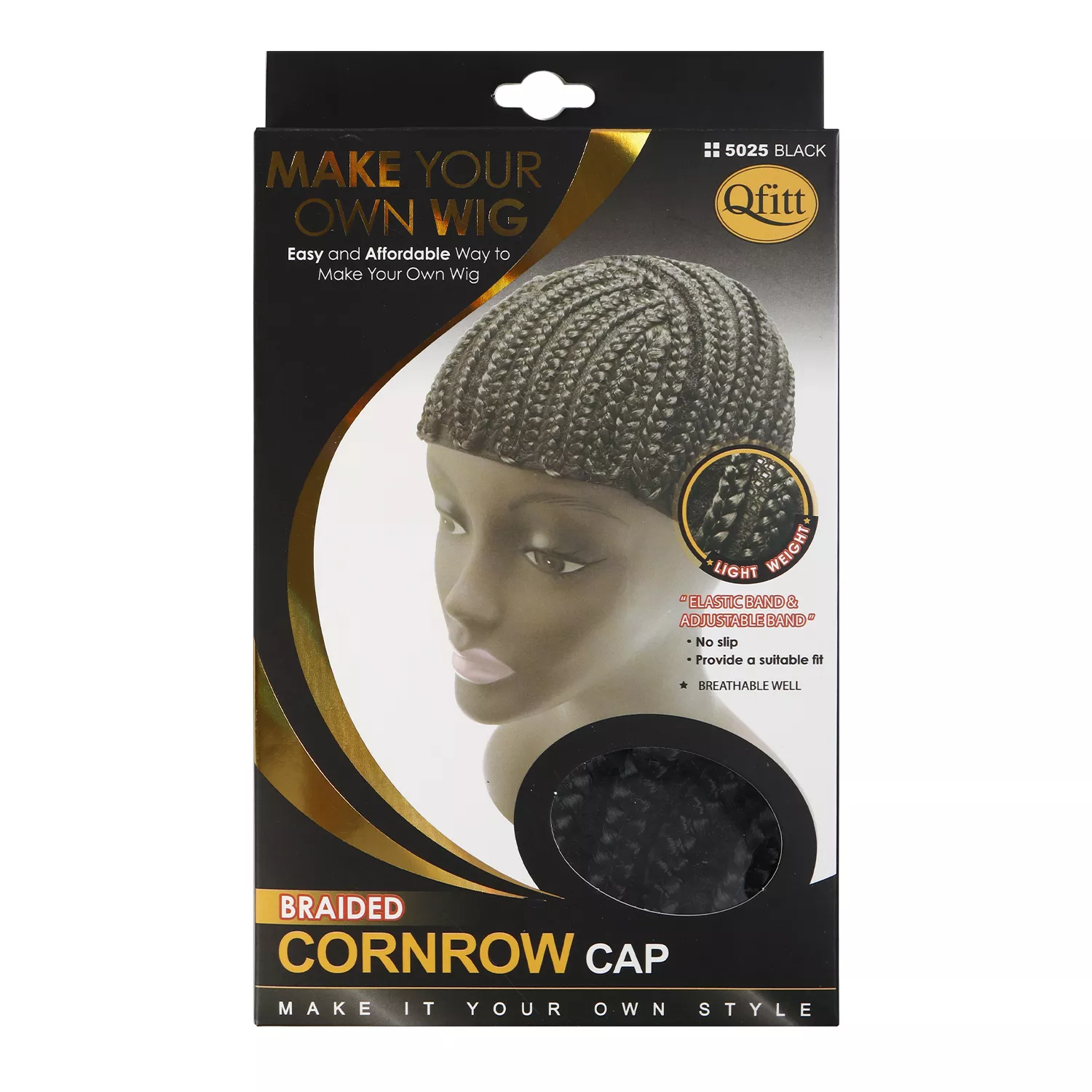 Qfitt Braided Horseshoe Cornrow Cap Black