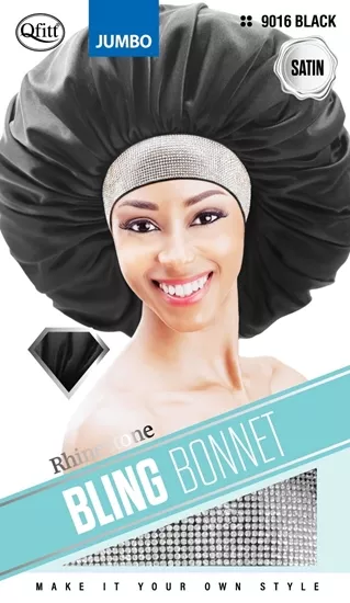 Qfitt™ JUMBO BLING SATIN BONNET - RHINESTONE