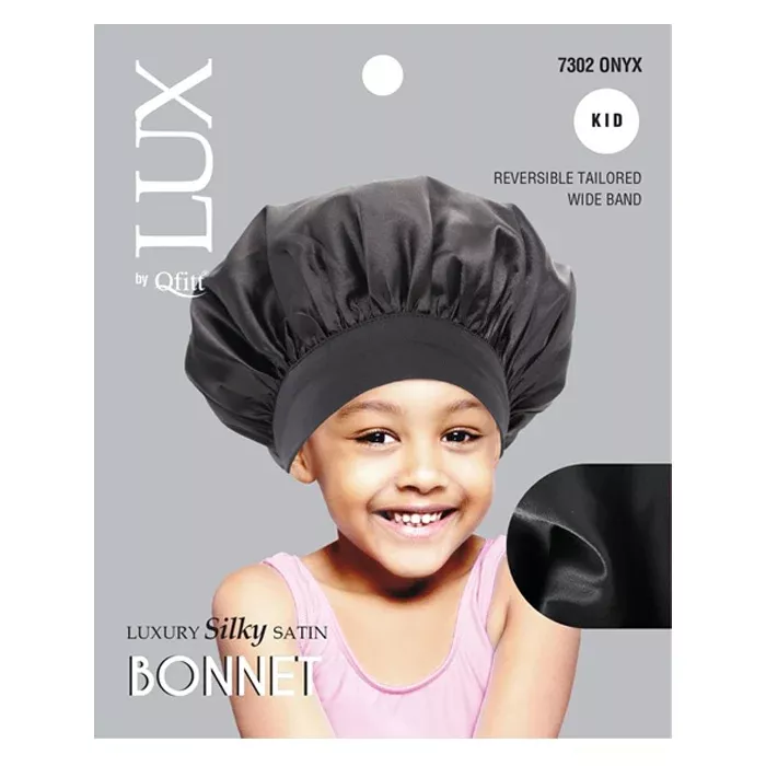 Qfitt Kid Luxury Silky Satin Bonnet - Black