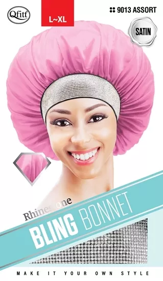 Qfitt™ L /XL BLING SATIN BONNET - RHINESTONE