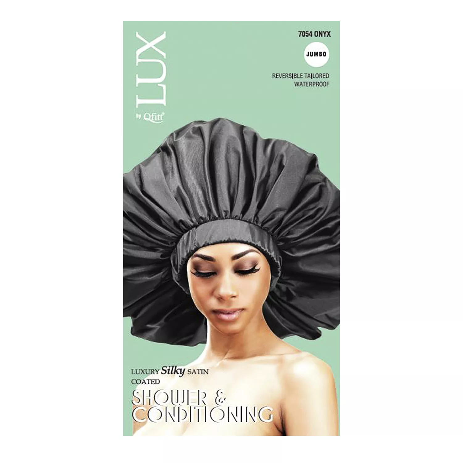 Qfitt Luxury Silky Satin Coated Shower & Conditioning Jumbo Onyx