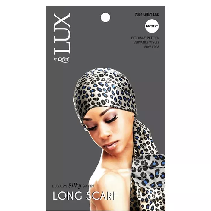Qfitt Luxury Silky Satin Long Scarf 66"X19" - LEOPARD PATTERN (Assorted Design)
