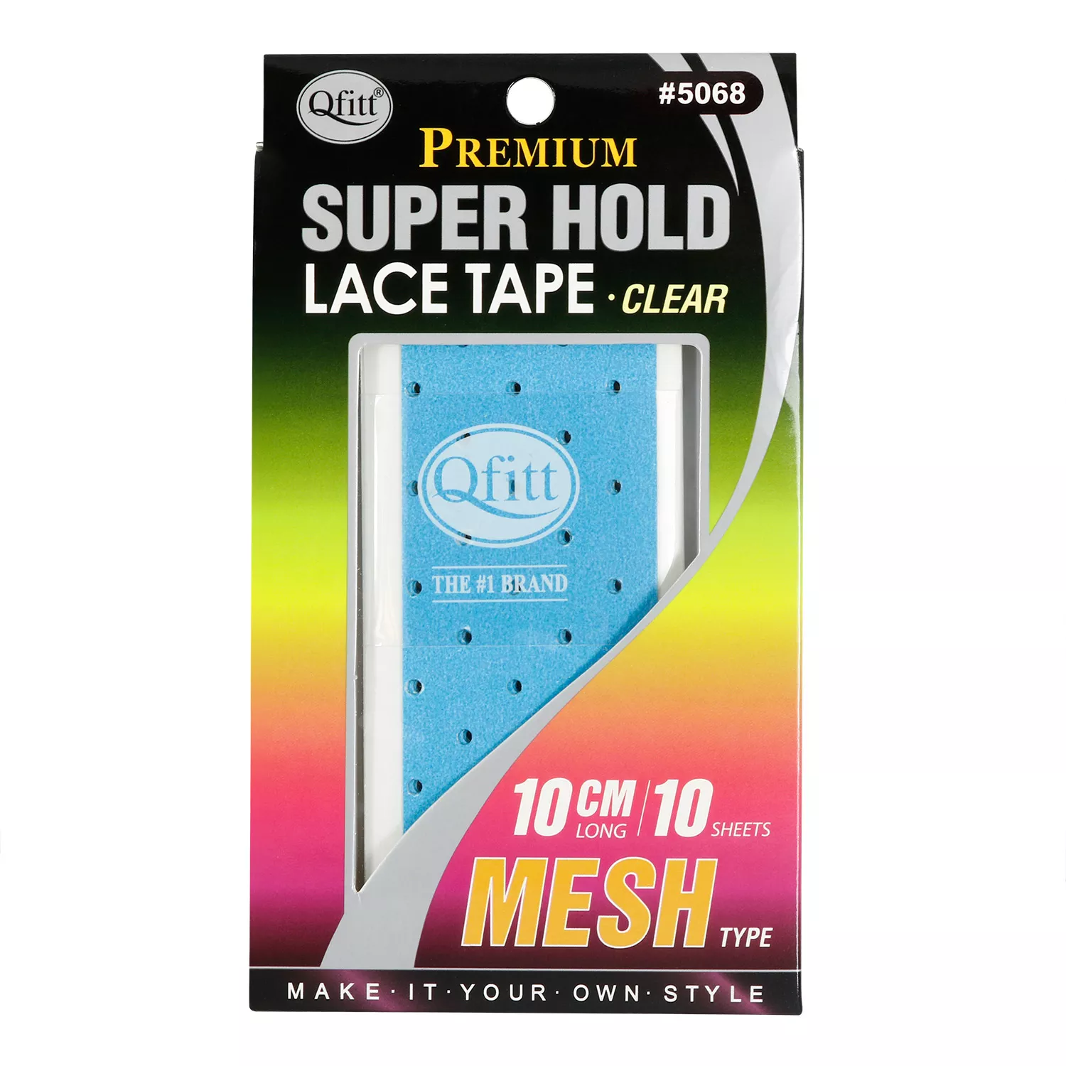 Qfitt Premium Super Hold Lace Tape Clear 10cm 10sheets Mesh Type