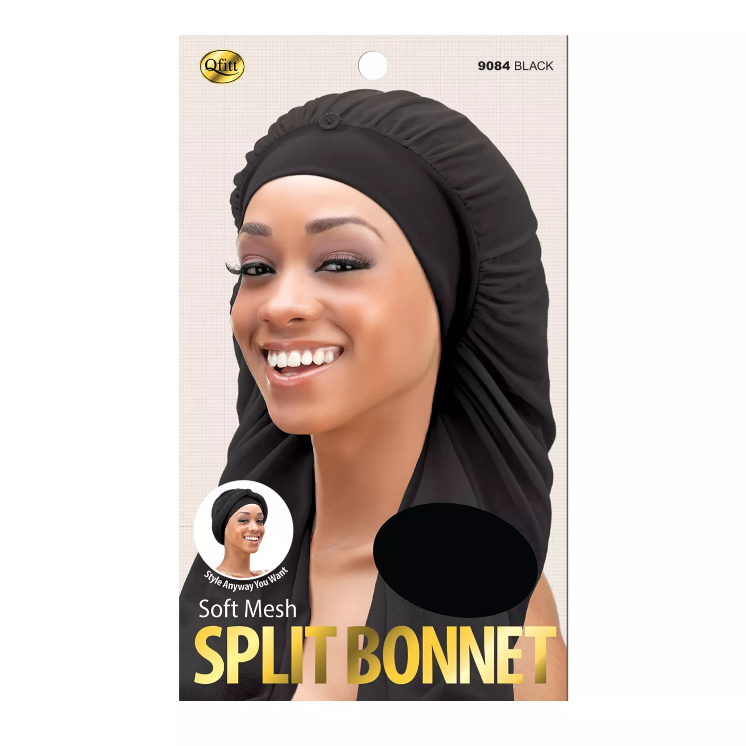 Qfitt Soft Mesh Split Bonnet Black