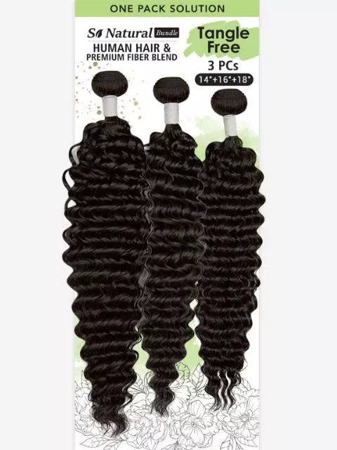 R&B Collection So Natural Bundle Human Hair Blend One Pack Solution BBUNDLE DEEP WAVE (3pcs) “