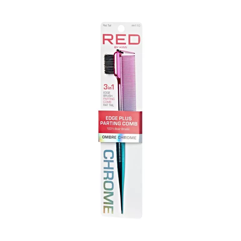 RED BY KISS 100% BOAR BRISTLE 3-IN-1 EDGE & PARTINGCOMB - RAT TAIL