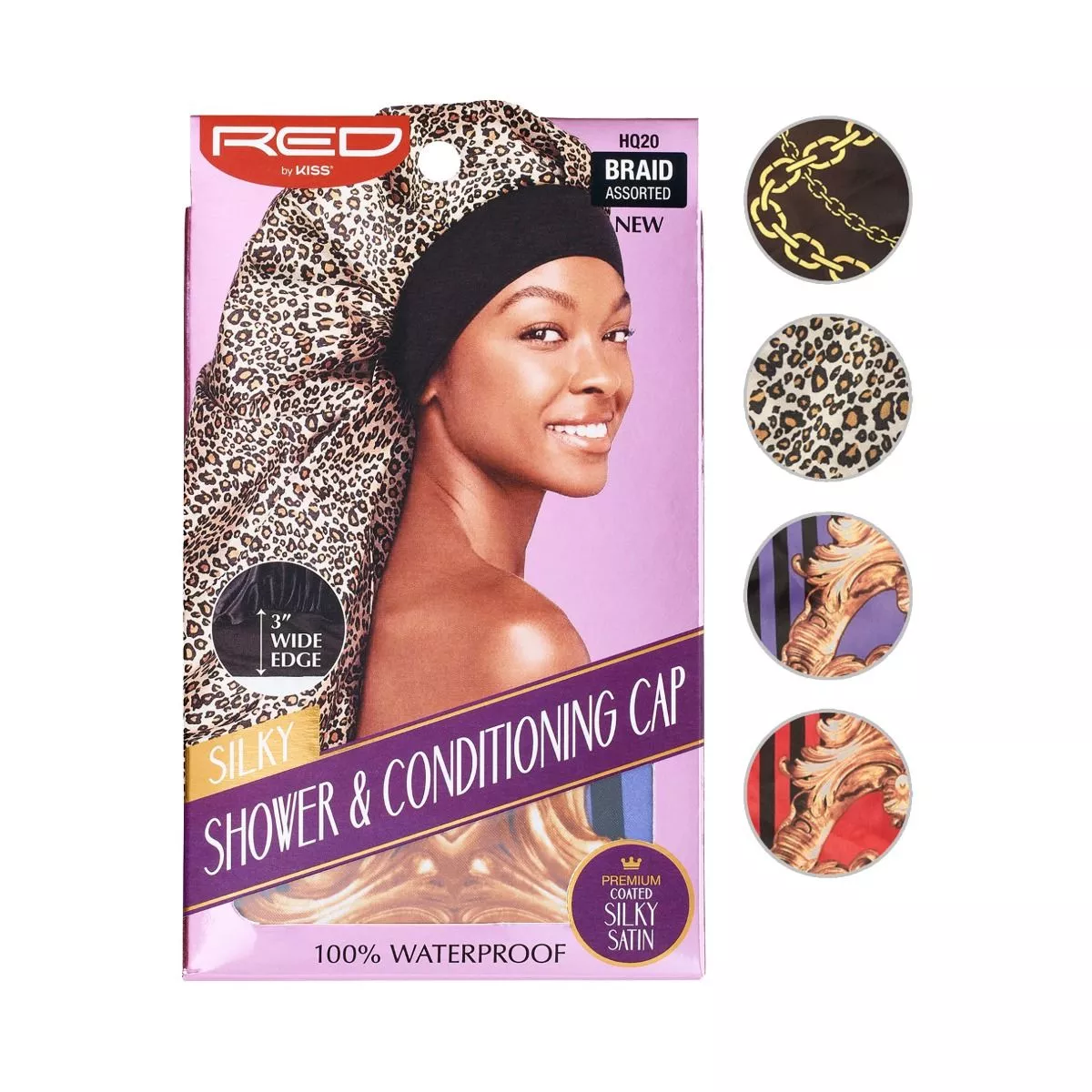 RED BY KISS 3 " WIDE EDGE SILKY BRAIDSHOWER & CONDITIONING CAP