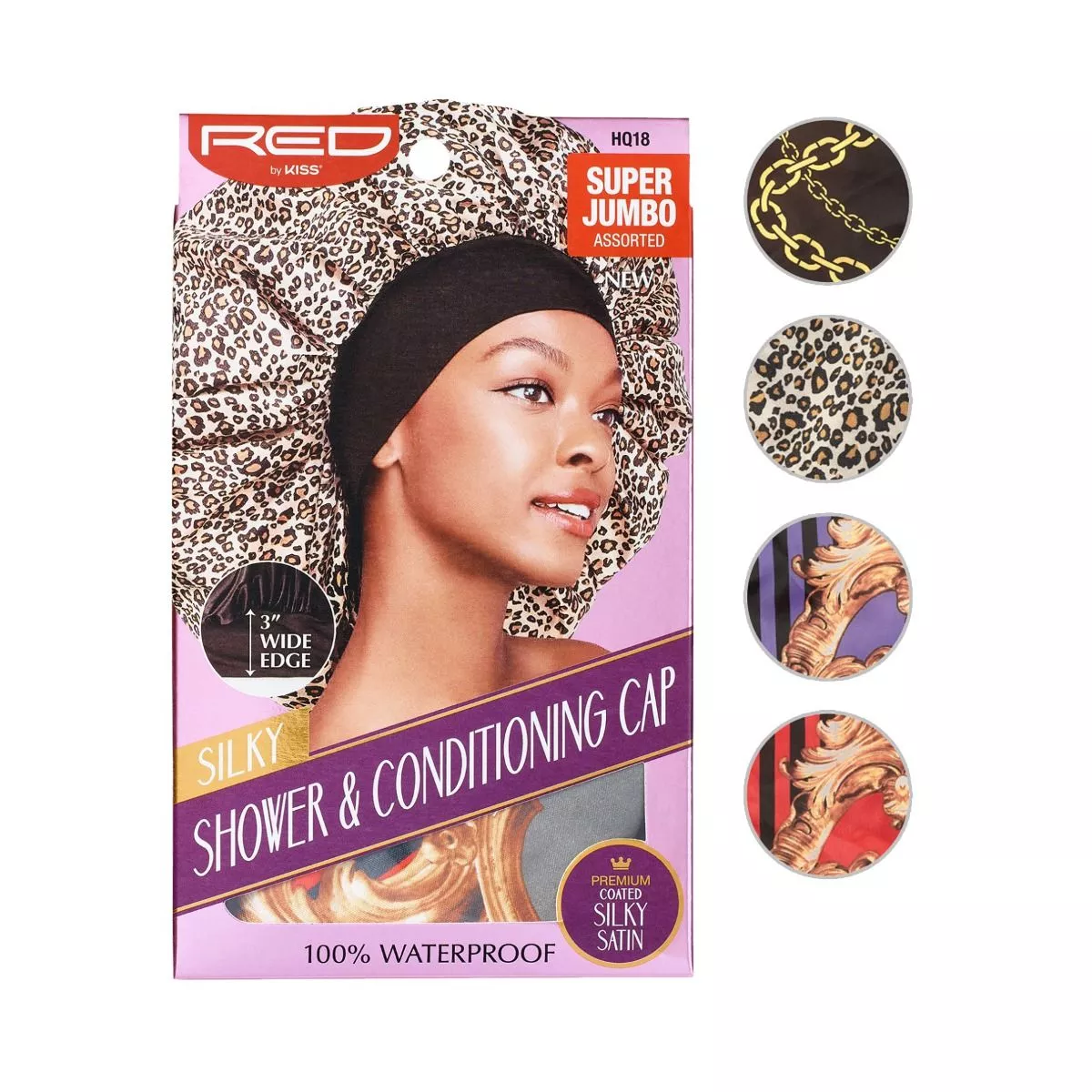 RED BY KISS 3 " WIDE EDGE SILKY SHOWER & CONDITIONING CAP SUPER JUMBO