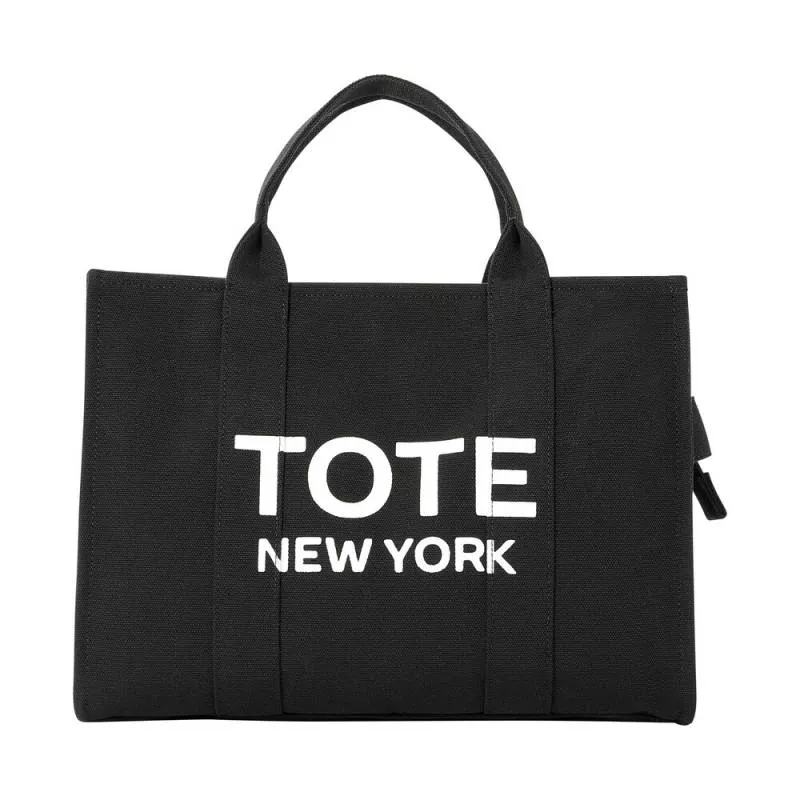 RED BY KISS CANVAS TOTE BAG - BLACK
